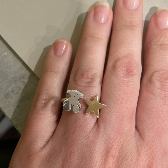 Tous Lord Ring Silver Gold Vermeil Bear and Star - Picture 4 of 9